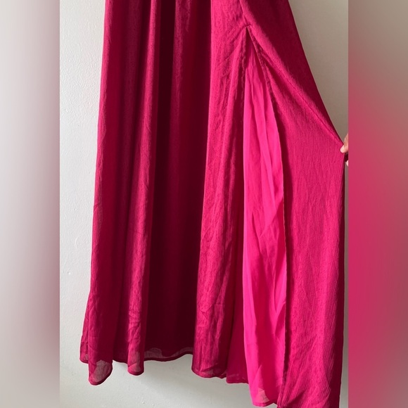 New Storia Red Fuchsia Spaghetti Straps Front Slit Maxi Dress Size Small Party - Picture 7 of 14
